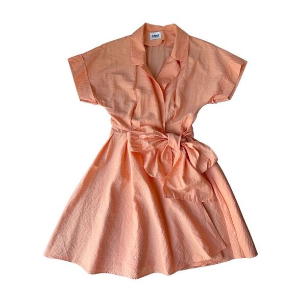 Claudie Pierlot Paris Short Sleeve Coral Tie-Waist Wrap Mini Dress Size EU 36/US - Picture 7 of 12